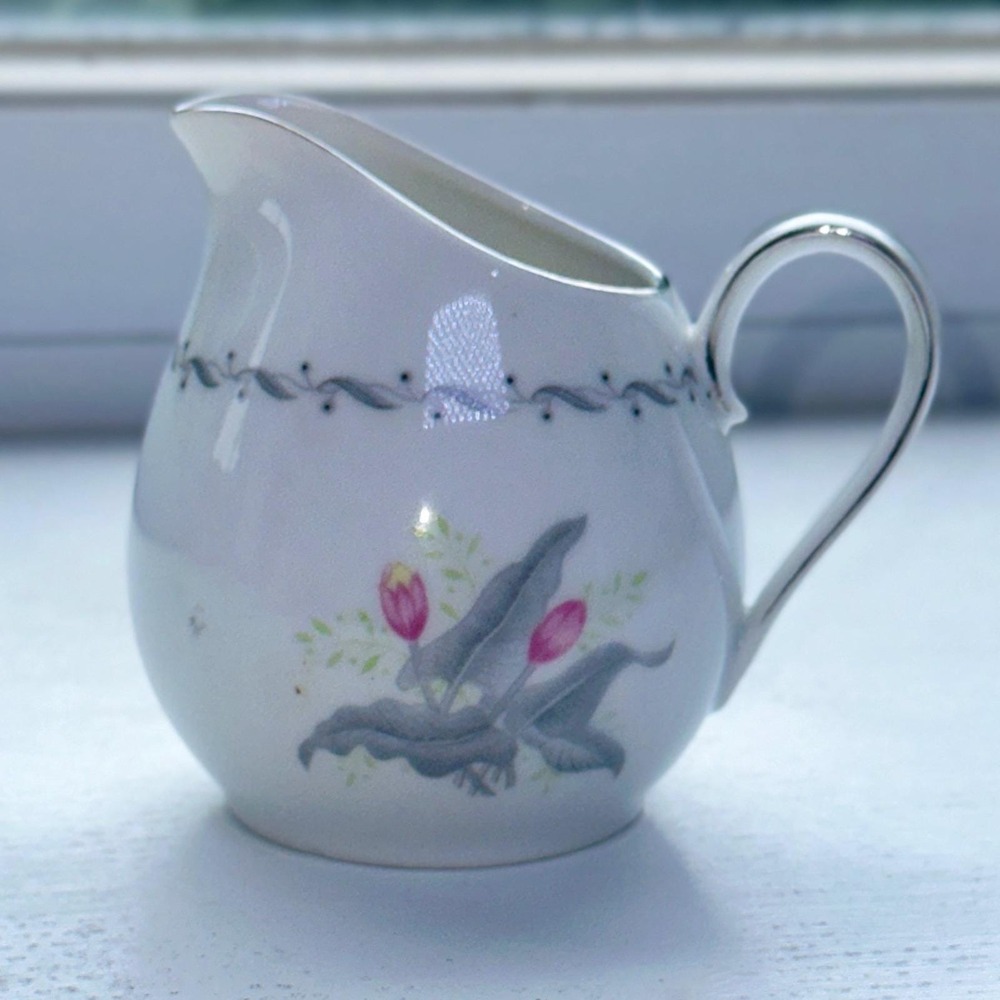Vintage‎ Winterling Bavaria Fine China Creamer Pitcher  1950s Silver Trimmed